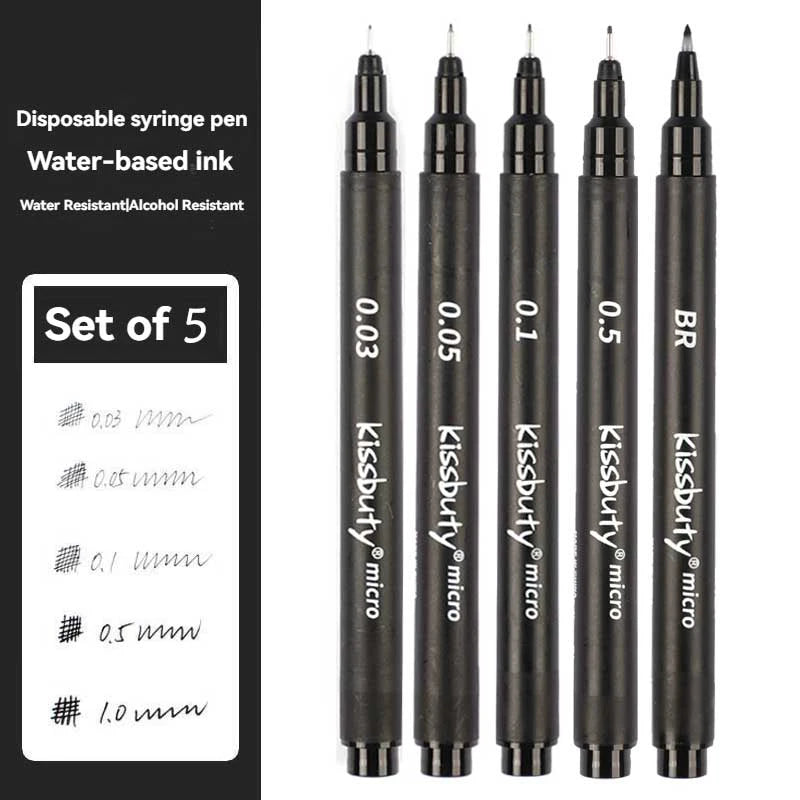 3/5PCS Multi-needle Fine Line Drawing Pen Set, Waterproof Quick-Dry Art Marker Pens for Sketching Cartoon & Drafting Design Qme 5pcs-Black