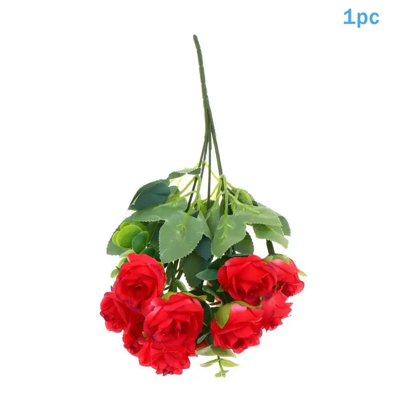 Artificial Silk Rose Bouquet - Add Timeless Beauty to Your Wedding, Home or Holiday Decor with These Lifelike Fake Roses Qme Red 1pcs