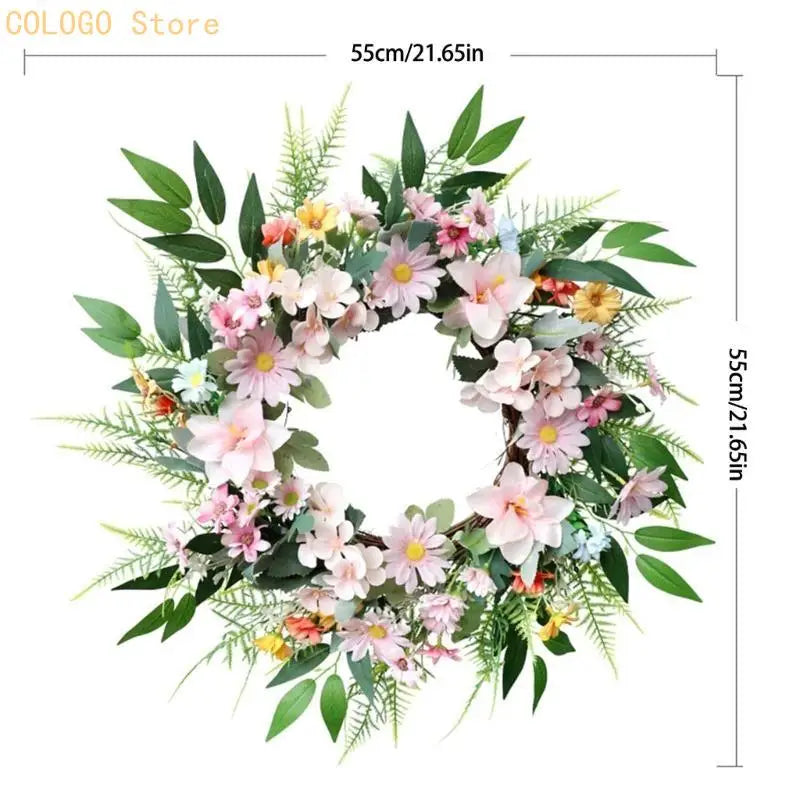 Artificial Flower Wreath Spring Decoration Front Door Farmhouses Qme