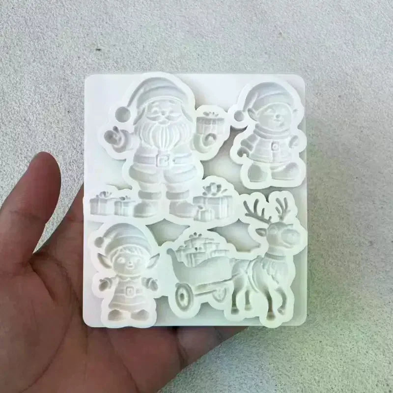 Reindeer Santa Claus Sleigh Elf Christmas Silicone Sugarcraft Mold Cupcake Baking Mould Fondant Cake Decorating Tools Qme