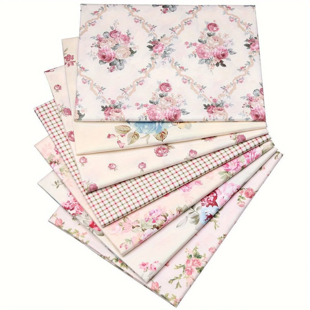 Pastoral Pink Rose Printed Soft Breathable for Girls Dress Apron Cushion Cover，for quilting, sewing, splicing, and DIY crafts Qme