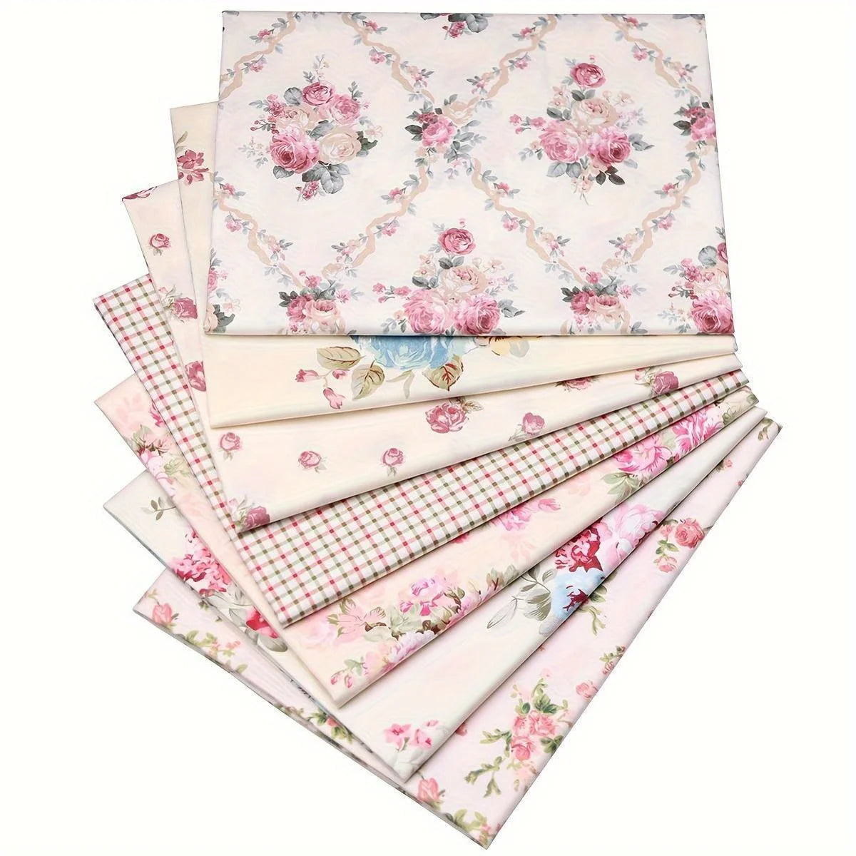 Pastoral Pink Rose Printed Soft Breathable for Girls Dress Apron Cushion Cover，for quilting, sewing, splicing, and DIY crafts Qme