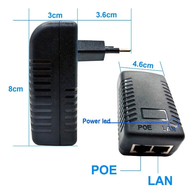 2PCS POE Power Supply 24V1A 48V0.5A Network Monitoring Switch Wireless AP Bridge Power Adapter 100Mbps Wall Plug Qme