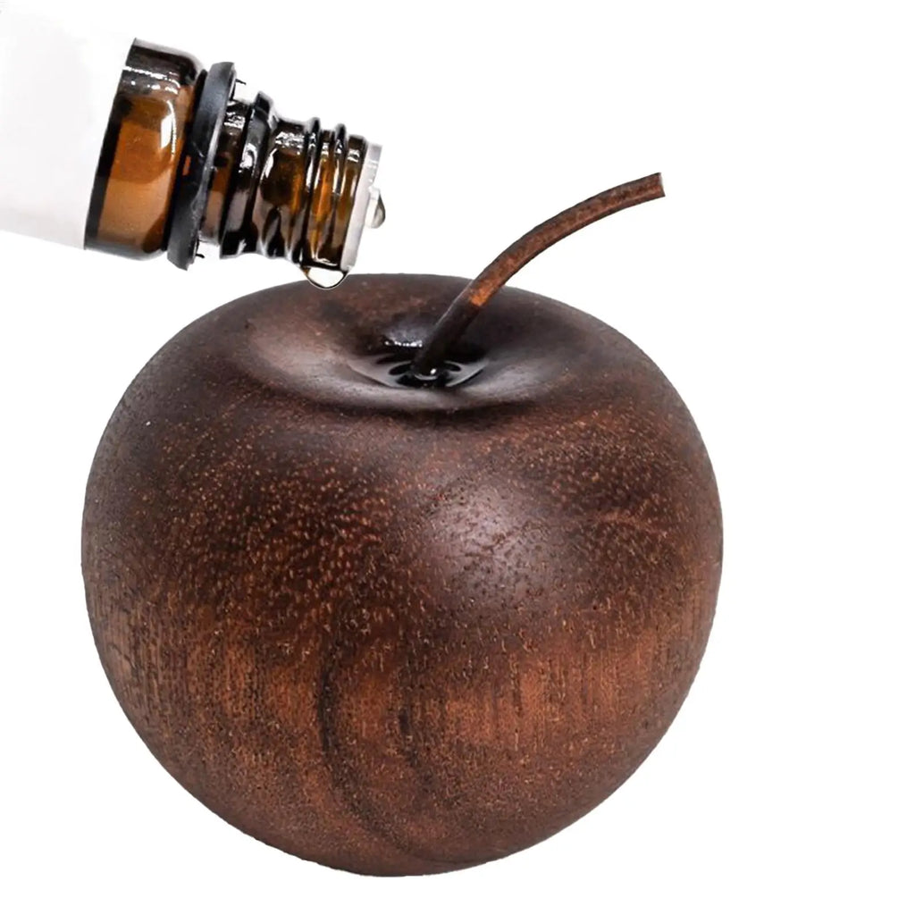 NEW 1pc Elegant Wooden Oil Diffuser - Apples Style, No Heat, For Car/Bedroom/Bathroom, Natural Scent, Gift, Spa Home Decors Qme