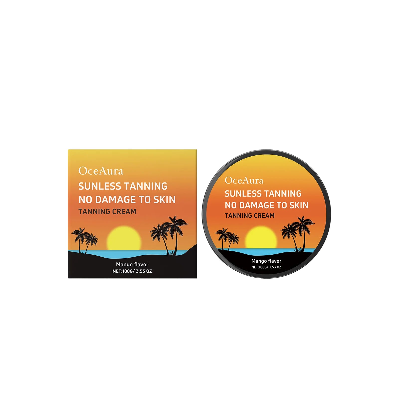 OceAura Sunless Tanning Cream Natural Color No Damage to Skin Shade Customizable Smoothing Hydrating Self Tanning Body Cream Qme Mango