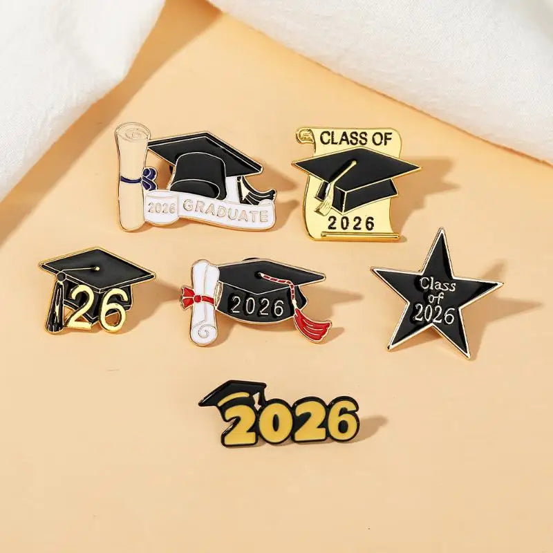 2/6Pcs Metal Baking Paint Brooch Graduation Season Souvenir Texture Jewelry Brooch Multifunctional Backpack Hat Clothing Decor Qme A7