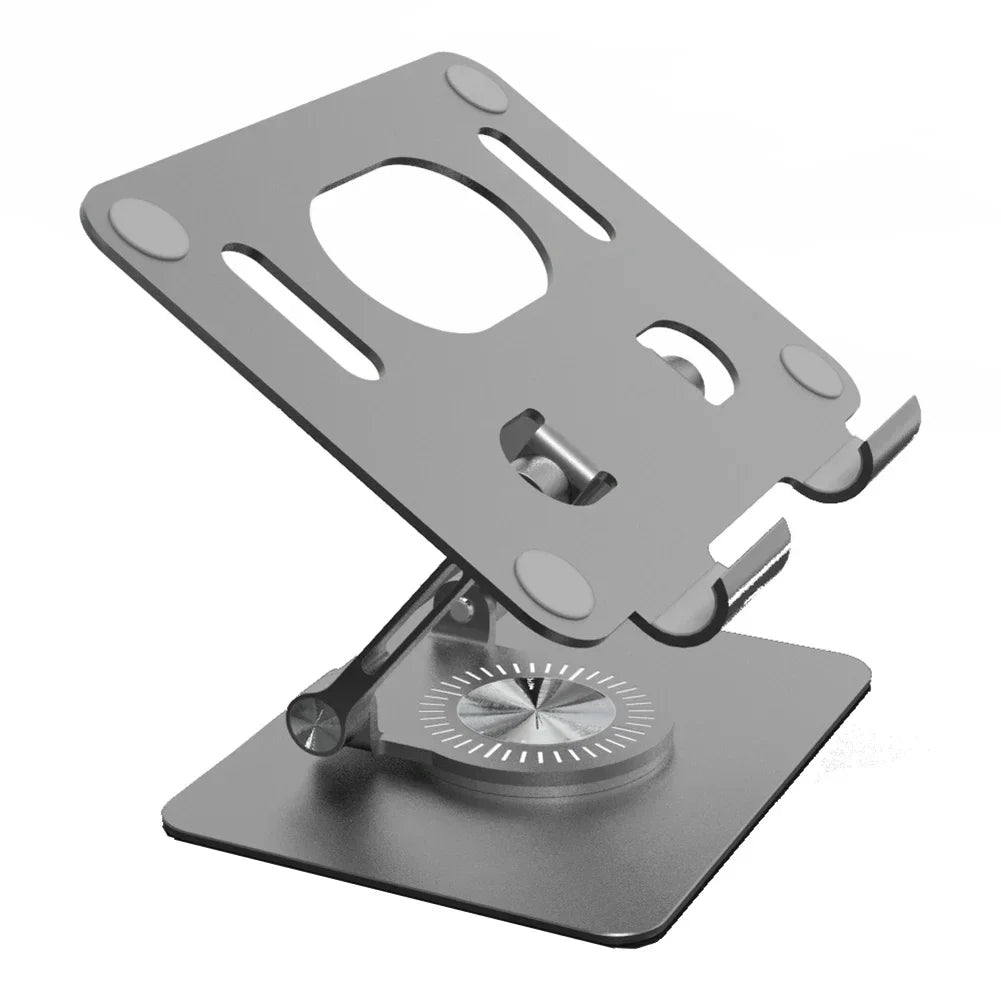 Aluminum Tablet Stand Desk Riser 360° Rotation Multi-Angle Height Adjustable Foldable Holder Dock for Xiaomi iPad Tablet Qme Grey A