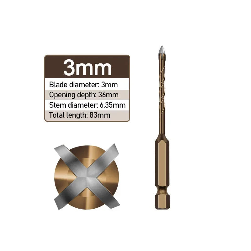 Hard Metal Hex-Shank Drill Bit Sets Tungsten Carbide Hole Cutter Tool For Wall Brick Glass Tile 3mm-12mm Qme Concrete Bit 3mm