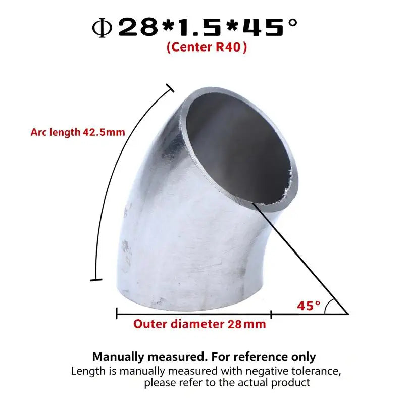 Sanitary Food Grade 45 Degree Weld Elbow 304 Stainless Steel, Polished Butt Weld Pipe Fitting 16-80mm OD Press Fitting Qme A7