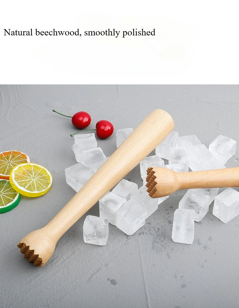 2-Pc Beechwood Muddler Cocktail Muddler Wooden Muddler for Drinks Ice Muddler for Cocktail Milk Tea Mixing Stirring Crushing Ice Qme