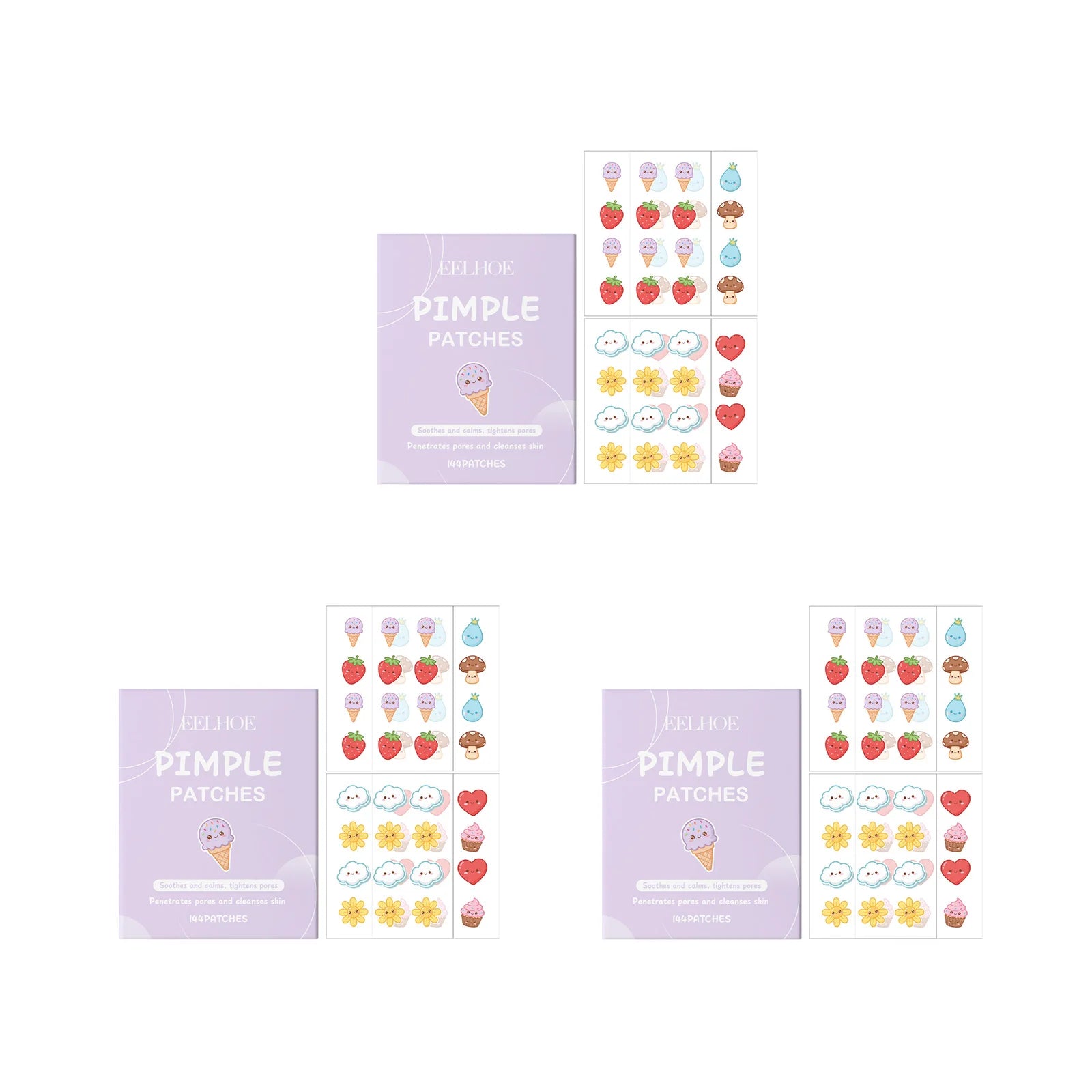 144pcs Cartoon Salicylic Acid Acne Patches Hydrocolloid Pimple Patches Invisible Facial Concealer Acne Patch Soothe Face Skin Qme 3 x 144pcs Boxed