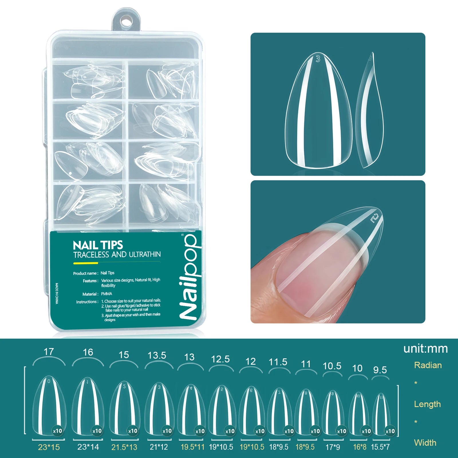 Nailpop Soft Gel Tips Nails Acrylic Material Half Almond Artificial Qme Almond 004-120pcs