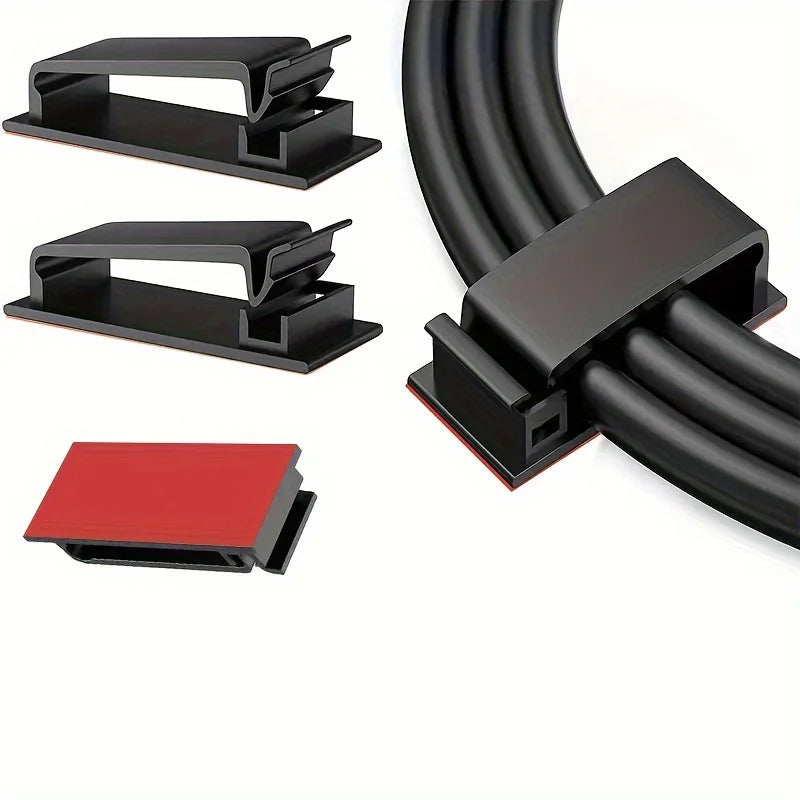 4 R-shaped Wiring Buckles Self-adhesive Cable Fixing Seat Wire Qme black
