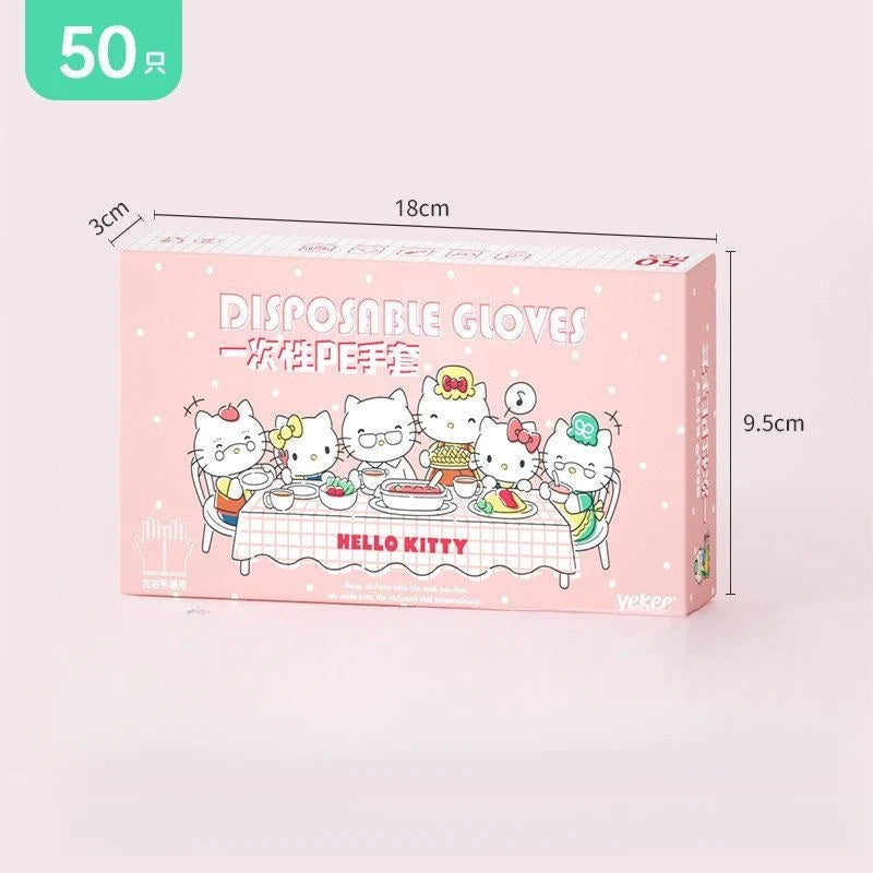 Hello Kitty Disposable Gloves Cute Food-grade Plastic Bags Boxes Qme 1 PE gloves