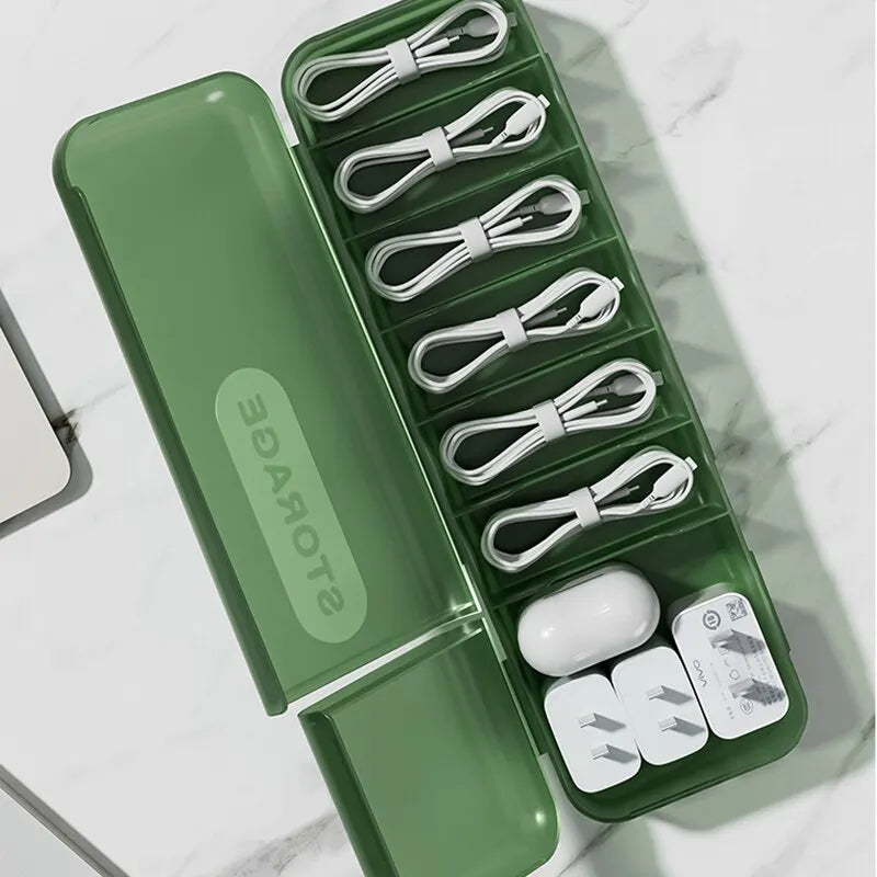 With 7 Compartments Organizer Charger Cord Storage Box Data Cable Storage Case Reusable Cable Storage Box For Home Travel New Qme