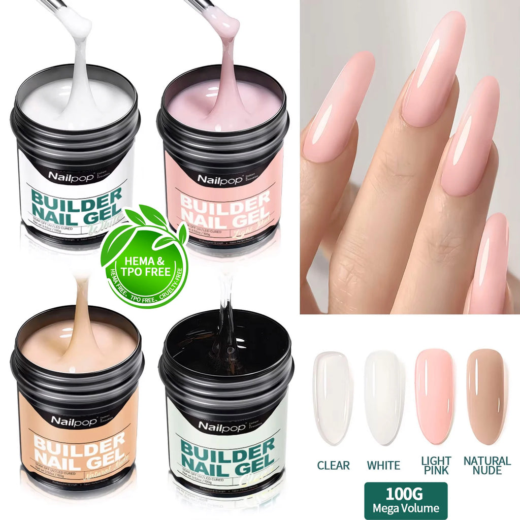 Nailpop100g Milky Smooth Builder Gel Large Capacity Nail Extension Qme
