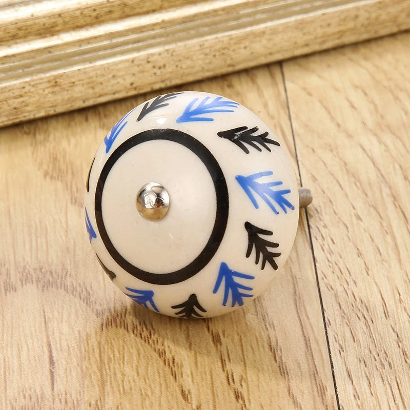 1PCS Multicolor Ceramic Knobs For Cupboard Cabinet Dresser And Furniture Antique Floral Drawer Handle Pull Door Knob Qme A15