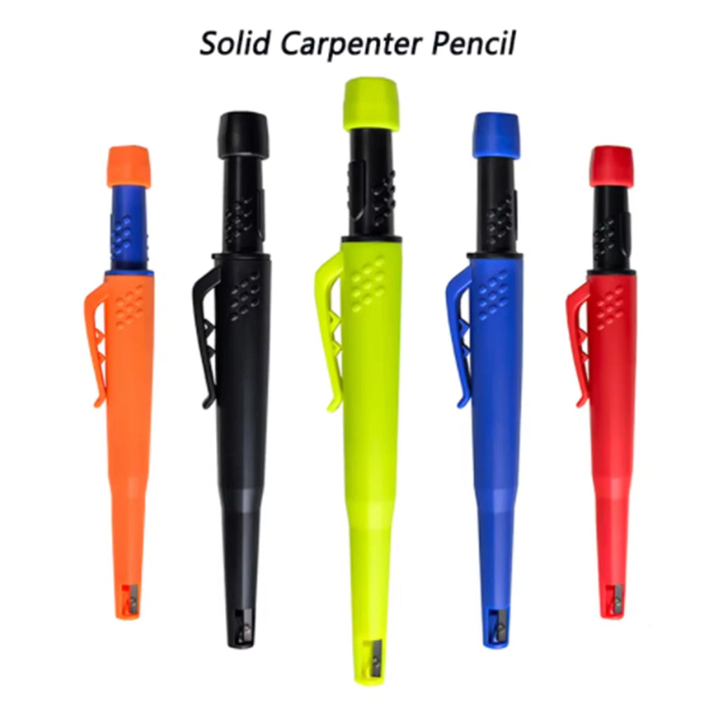 Carpenter Mechanical Pencil With Refills One-piece Design Pen Cap Built-in Sharpener Woodworking Construction Marking Tool Qme