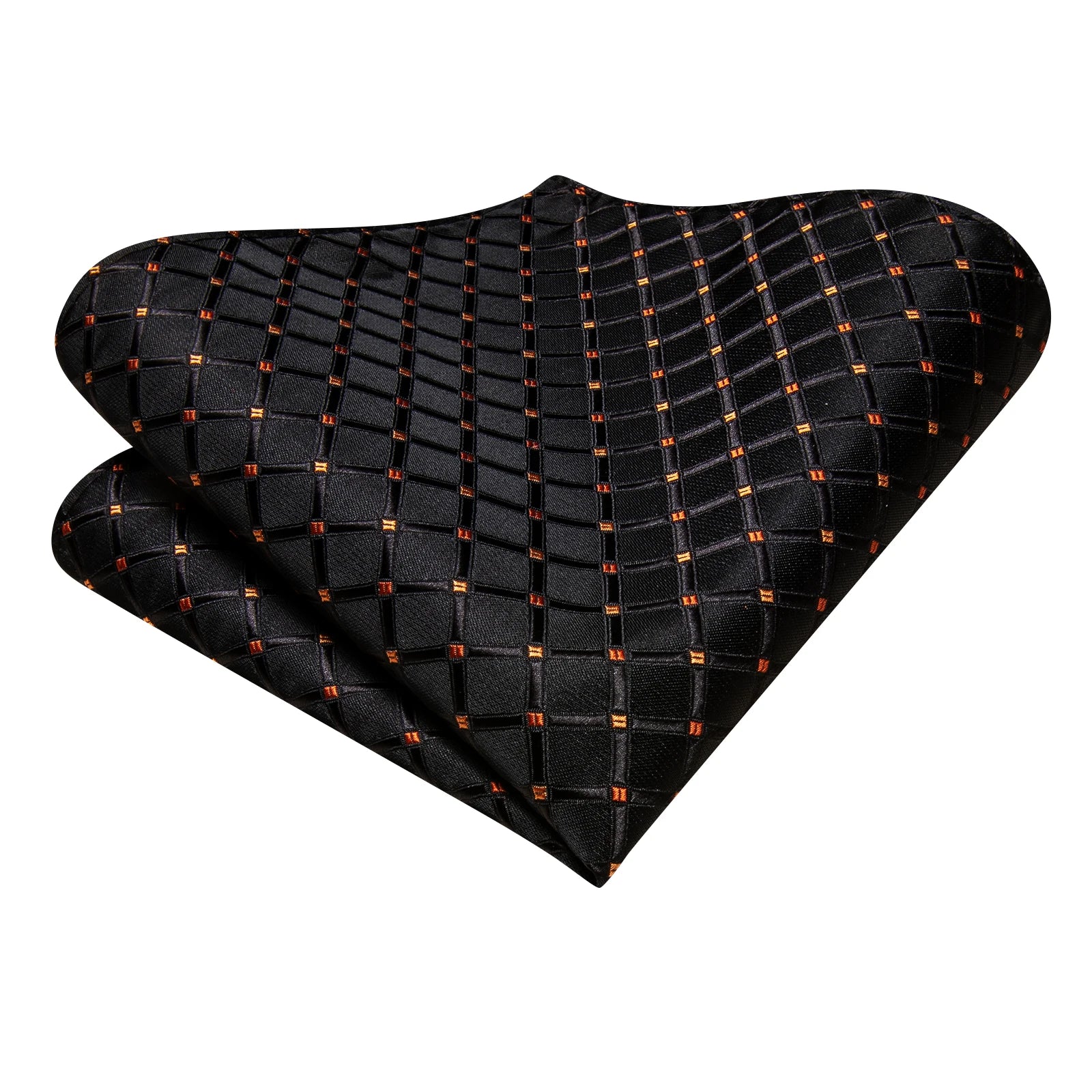 Hi-tie Fashion Black Plaid Dots Men's Elegant Tie Handkerchief Qme