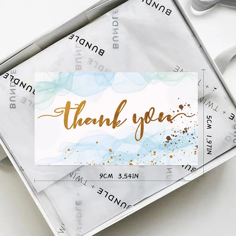 50pcs/ Pack Gold Textured Thank You Cards, Suitable For Weddings, Business, Party Invitations, Holiday Cards Qme
