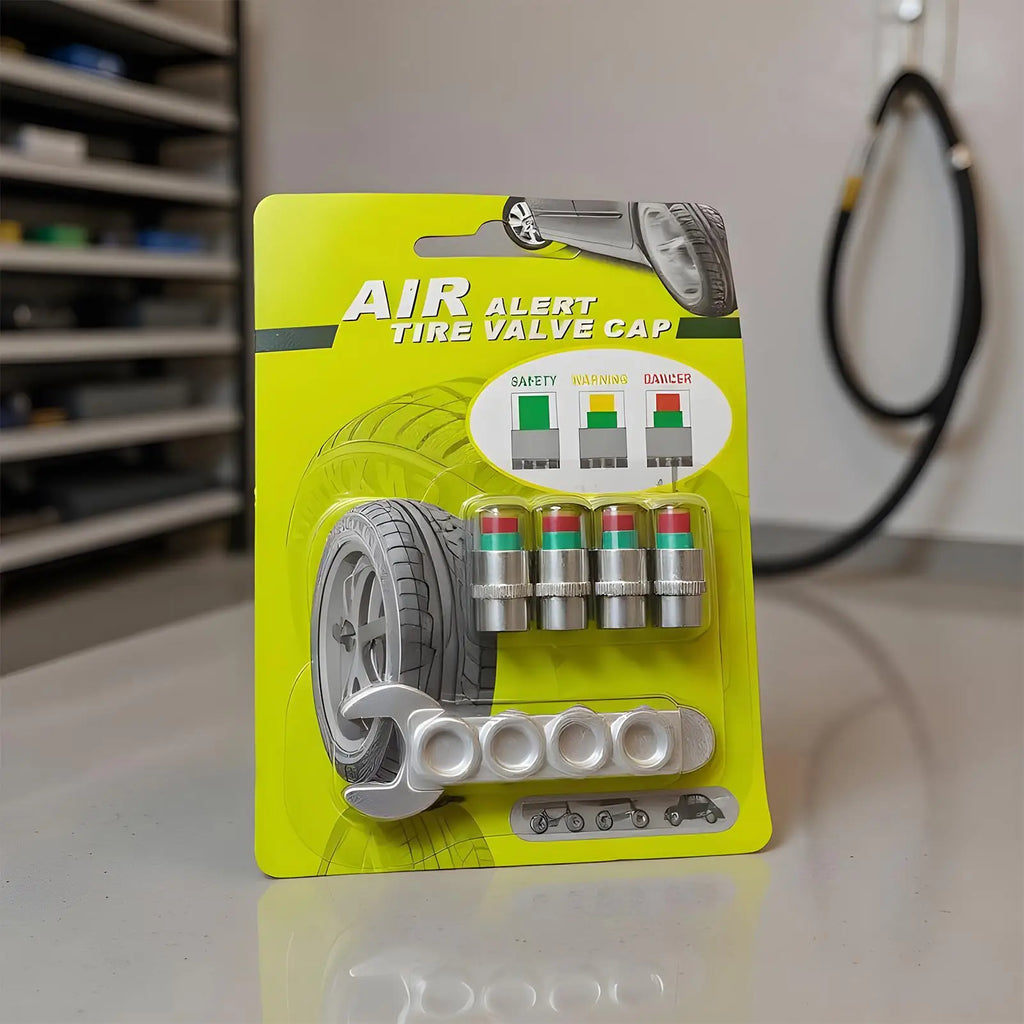 Tire Pressure Monitoring Caps 4 Pieces Sensor Alert Car Monitoring Valve Covers for Long-Distance Travel Motorcycle Truck SUV Qme