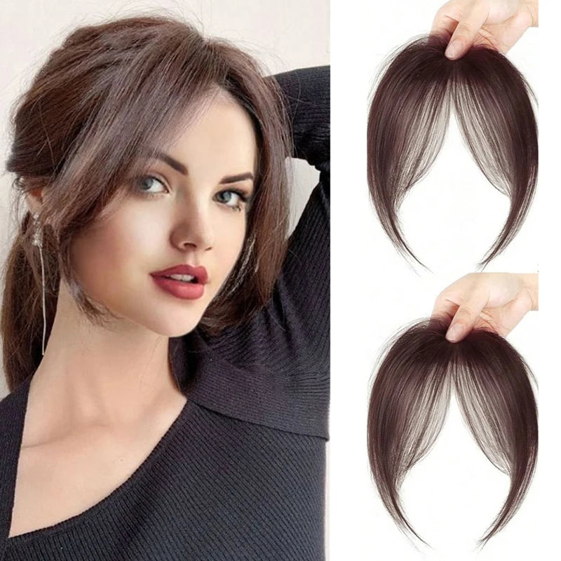 Natural Hair Wig Bangs Synthetic Fluffy Extensions Clip-on Hairpieces Qme