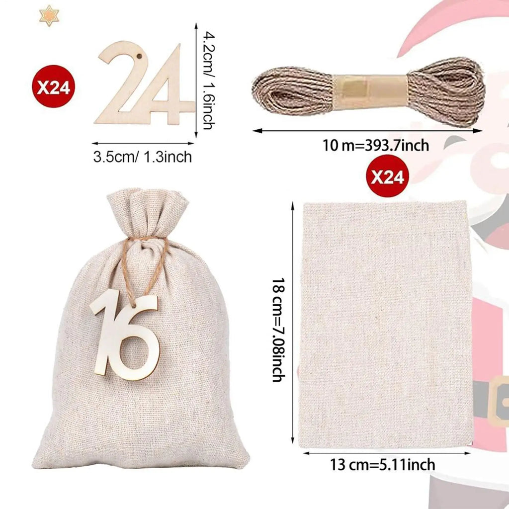 Candy Bag Countdown 24 Days Reusable Numbered Pouches Supports Pouch Qme