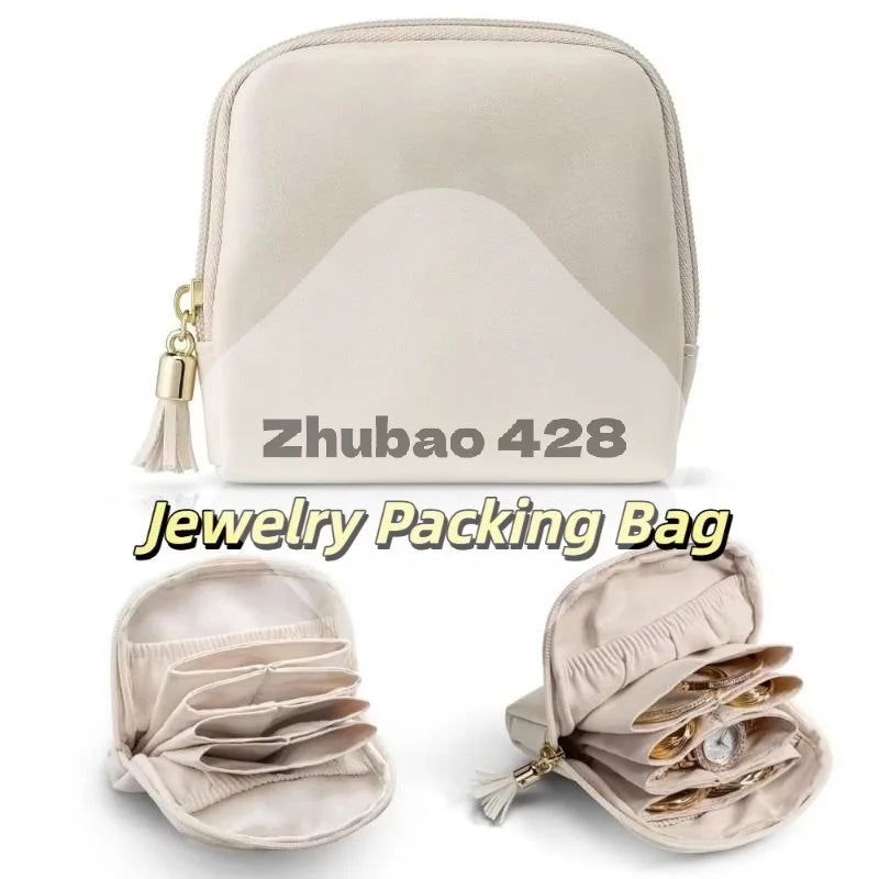 Tassel PU Leather Jewelry Storage Bag Earrings Bracelet Organizer Large Capacity Mini Cosmetic Gift Bag Qme