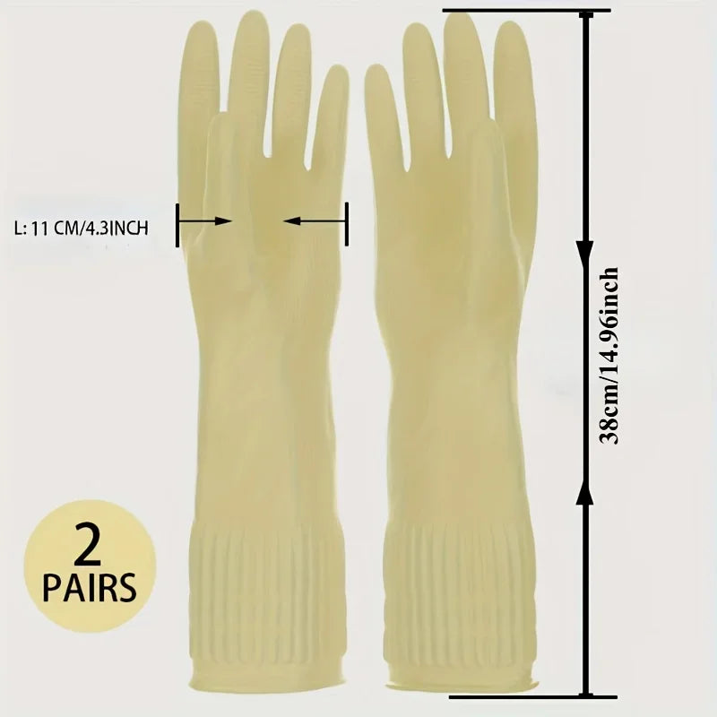Premium Extended Household Cleaning Gloves, Waterproof Kitchen Dishwashing Gloves, Non-slip Housework Gloves Qme