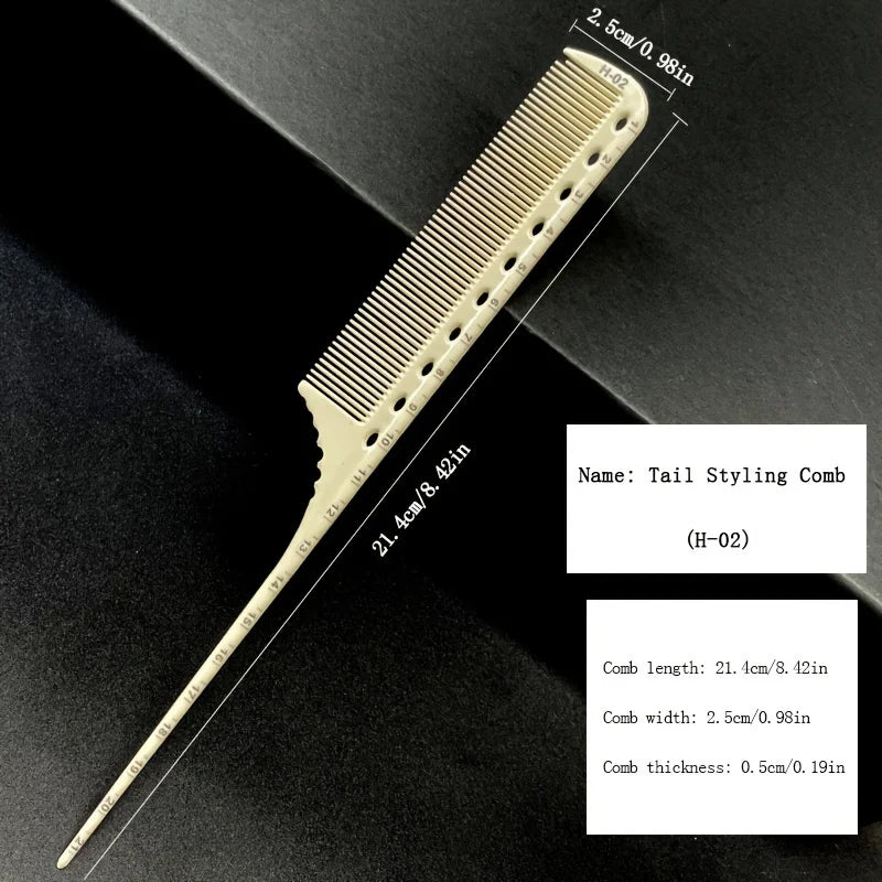 6pcs Professional Hair Cutting Comb Set, Anti-Static Carbon Fiber Combs With Scale, Salon Barber Styling Tool Kit Qme