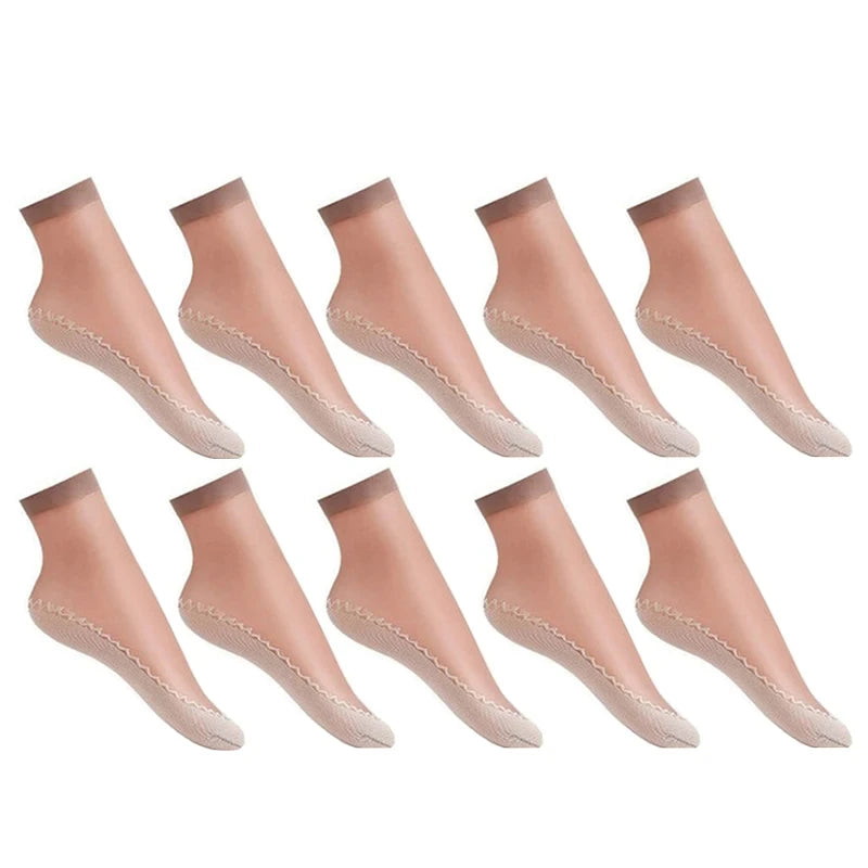 1 10 Pairs Women Socks Soft Woman Summer Ultrathin Breathable Sock Qme Coffee-10Pairs One Size