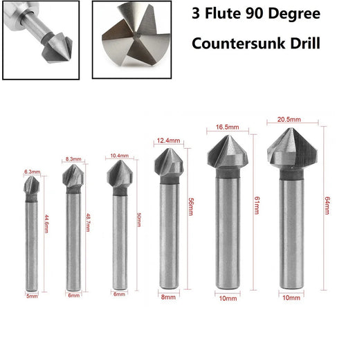 1 3 Flute Countersink Drill Bit 90 Degree Chamfering Tools Chamfer Qme