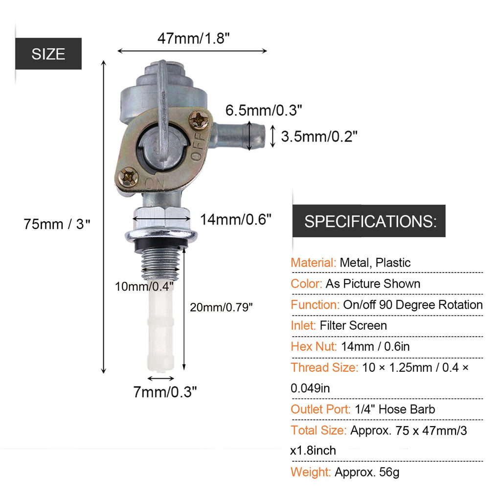 Fuel Fuel Valve Petcock Oil Tap Fuel Gas Fuel Valve Pump Petcock Oil Tap M10 x 1.25 Qme