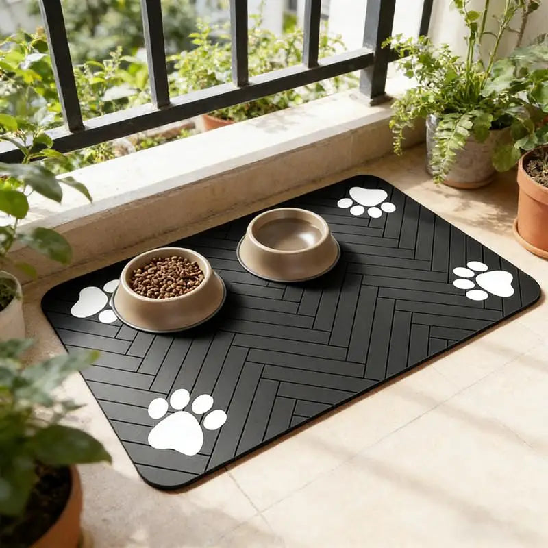 Waterproof Rubber Backing Quick Dry Water Mat Dog Cat Pet Feeding Qme