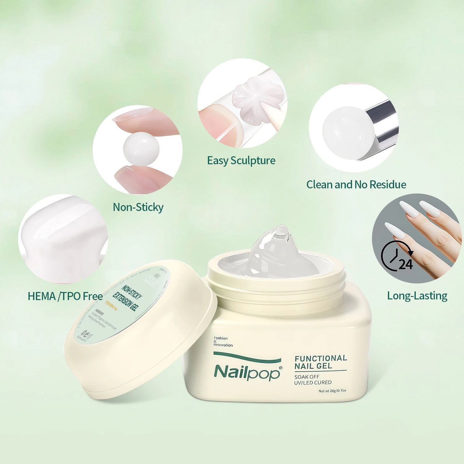 Nailpop No TPO HEMA Non Sticky Extension Gel Nails Art Manicure Qme