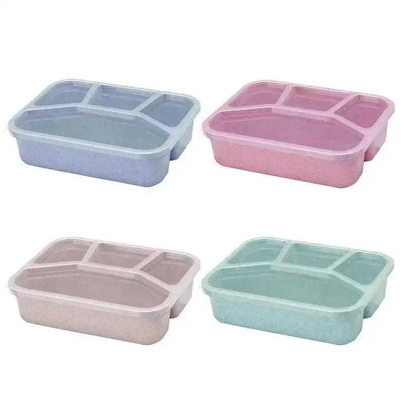 Bento Box Lunch Box Adult LunchBox Containers For Toddler Kids Adults 4 Compartments Fork Leak-Proof Microwave Dishwasher Qme