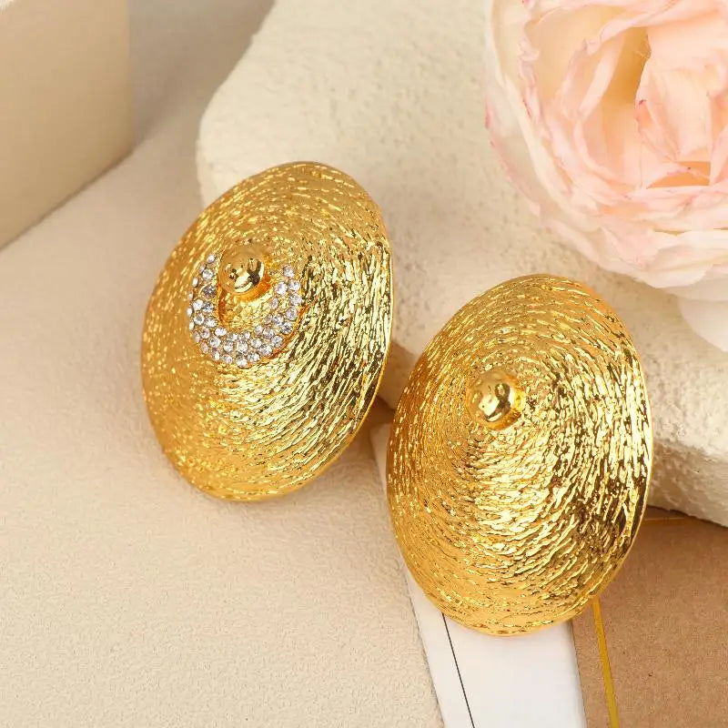 Retro Baroque Style Metal Oval Shaped Dangle Earrings Ring For Women Fashion Jewelry Gift Accessories Qme gold earrings