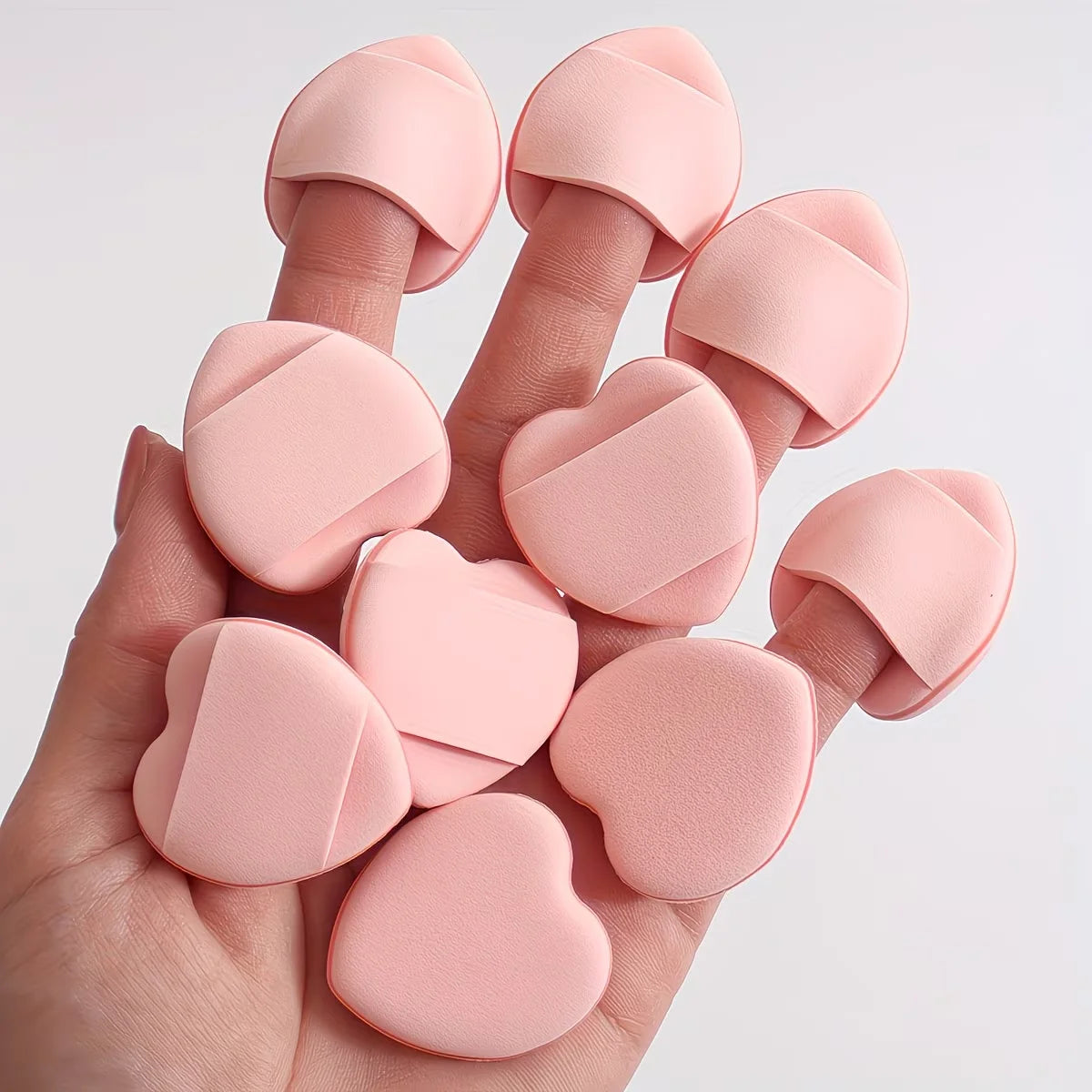 Mini Heart-shaped Finger Powder Puff Makeup Tool Air Cushion Sponge Qme pink