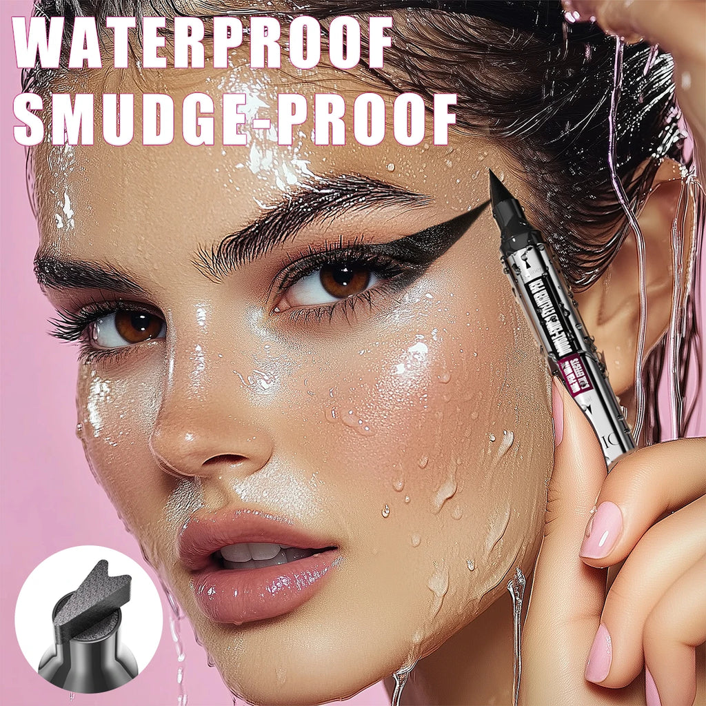 Double-ended stamp eyeliner pen, waterproof and sweat-resistant, smudge-proof liquid eyeliner pen, stamp liquid eyeliner for be Qme