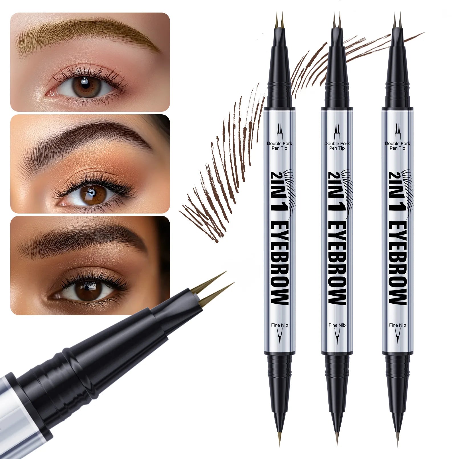 Two-pronged Eyebrow Pencil Waterproof Two-in-one Liquid Eyebrow Pencil Curved Eyebrow Pen With Fork And Precise Brush Tip Makeup Qme