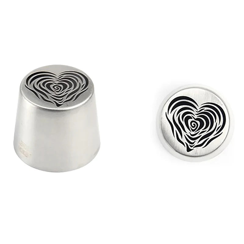 Stainless Steel XL Heart Rose Flower Pattern Russian Icing Tip Qme