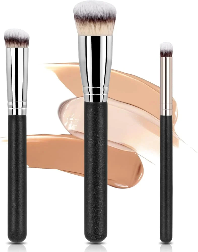 3-piece Foundation Brush Includes Brushes Suitable Liquid Qme