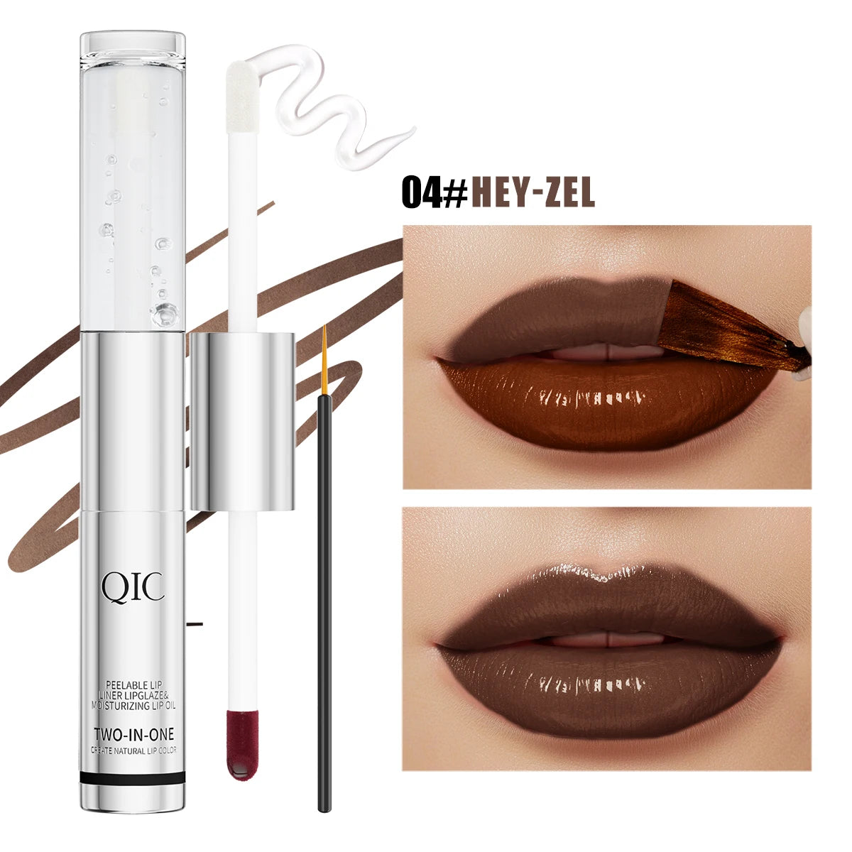 QIC Waterproof Lip Liner Peel Off Tattoo Lipgloss Long Lasting Matte Lip Tint Brown Contour Tear-off Lips Stain Cosmetic Qme Q930-4