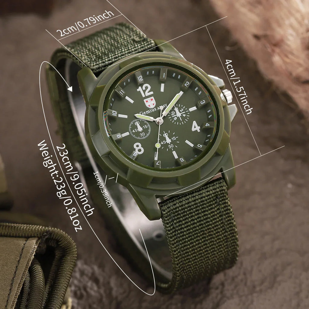2026 Men's Multi-functional Outdoor Night Light Quartz Watch with Nylon Woven Band for Casual & Business Use Qme