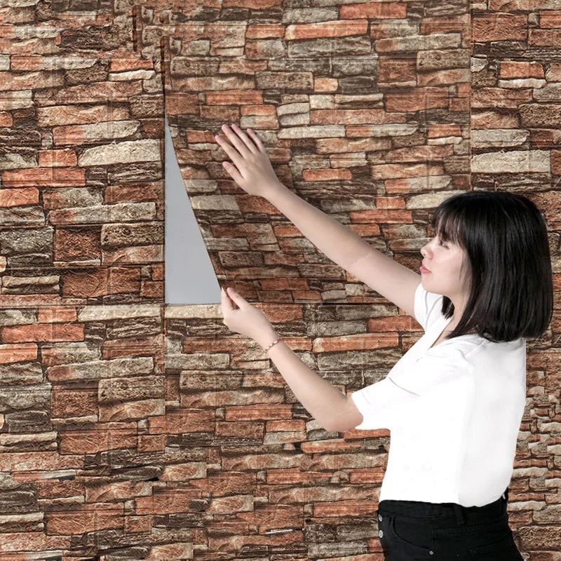 40 Pieces of Decorative Self-Adhesive Waterproof and Moisture-Proof 38.5X35cm Imitation Brick Wallpaper for Bedroom Walls Qme