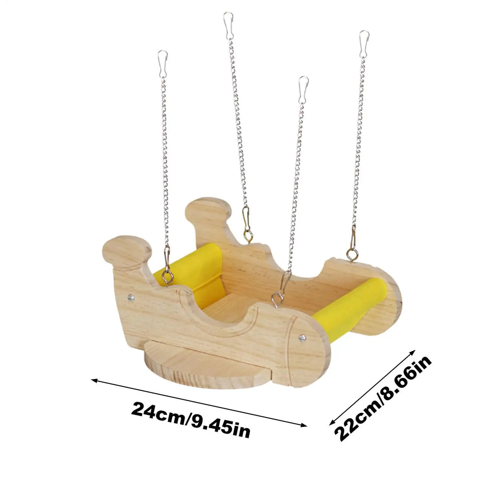 Ferret Hammock Airplane Shape Wooden Resting Swing for Pet Small Pet Swing Toy for Gerbil Hamster Dwarf Hedgehog Chinchilla Qme