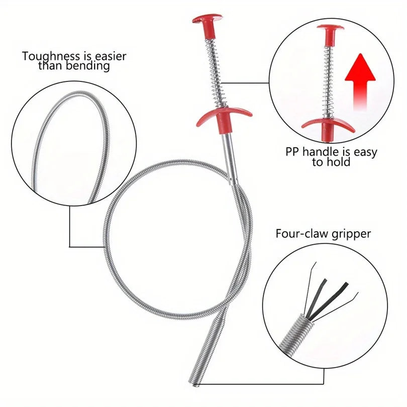 1pc Multifunctional Cleaning Claw Flexible Drain Unclog Grabber Cleaning Tool Sink Hair Remover Qme