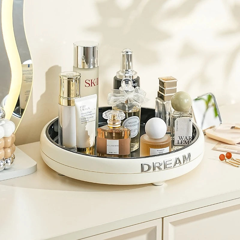 Luxury Plastic Rotating Organizer Cosmetic Storage Box Fruit Tray Qme Rotation-InsideBlk
