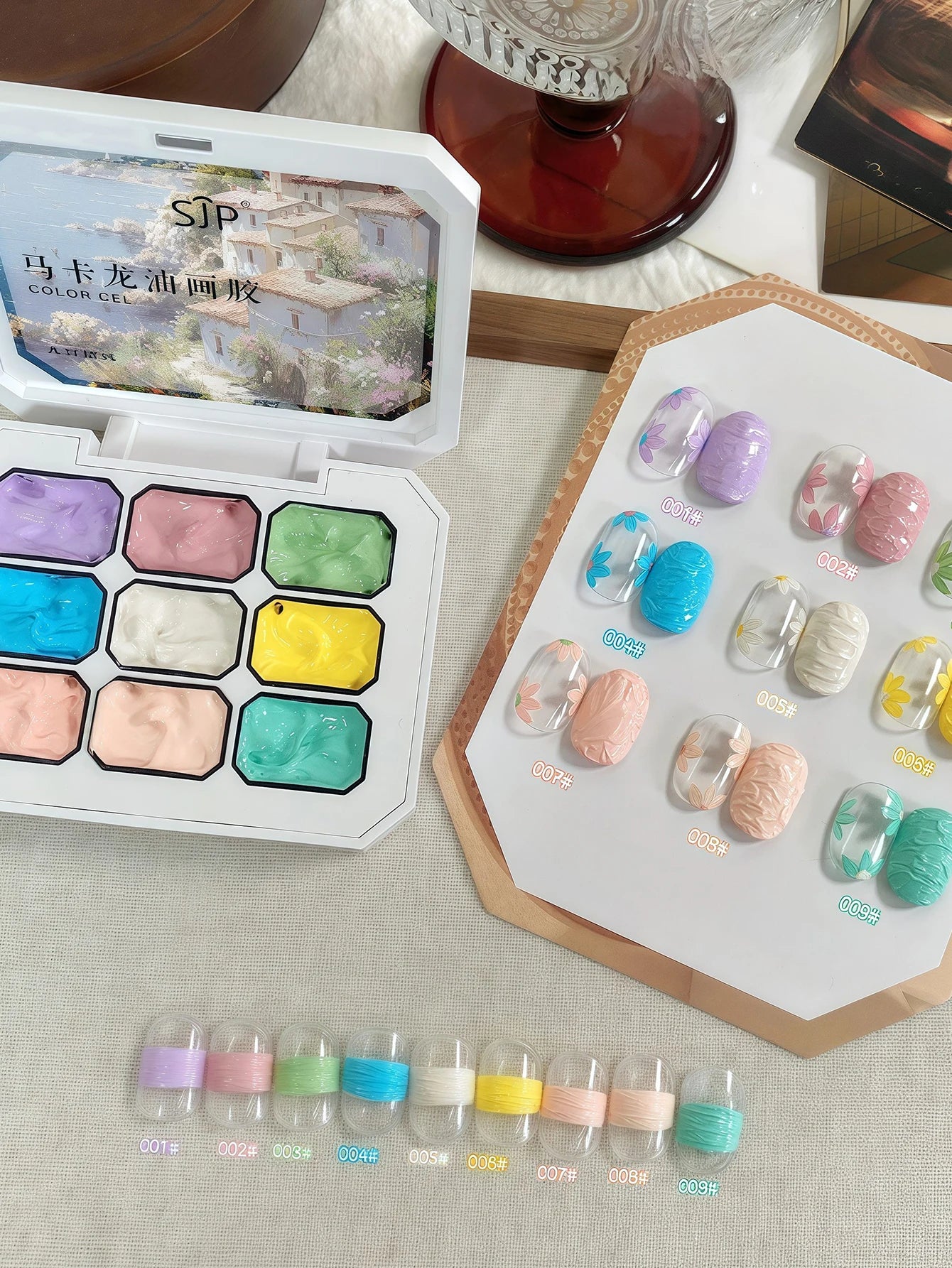 9 12Colors Macaron Gypsum Painting Nail Polish Patting Smudge Canned Qme