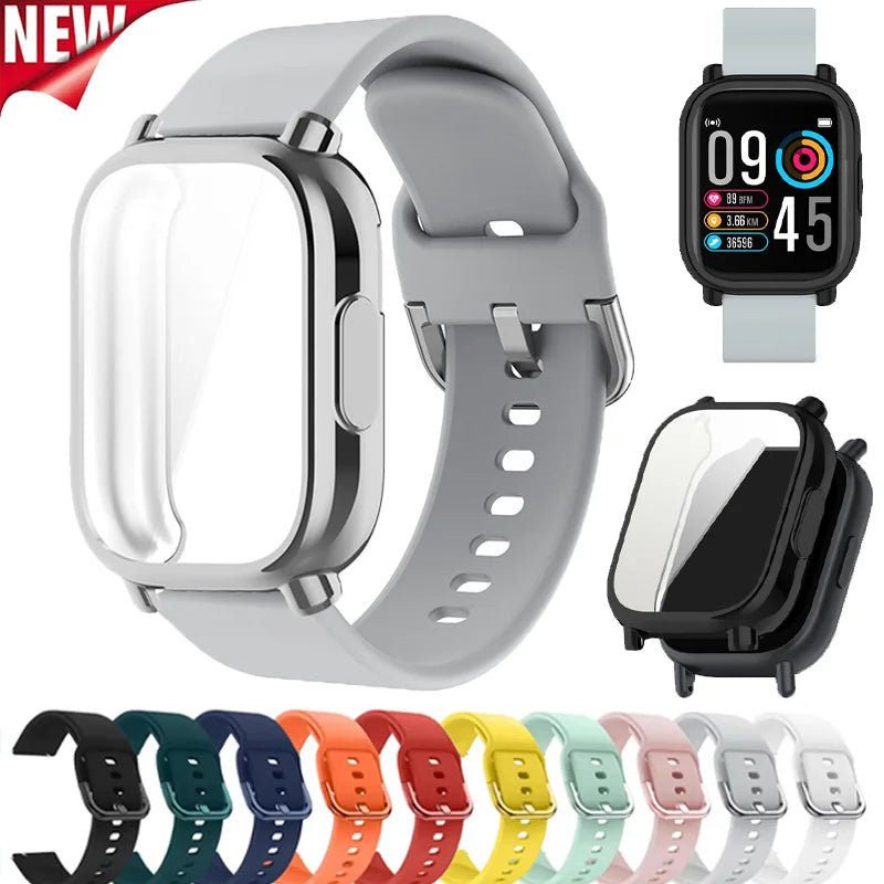 Protector Case+Silicone Strap For Xiaomi Redmi Watch 5 active/5 Lite Full Cover Screen TPU Soft Shell and Breathable Sport Band Qme